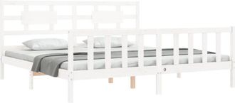 vidaXL Bed Frame without Mattress White Super King Size Solid Wood Pine vidaXL