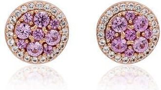 Suzy Levian Cluster Halo Stud Earrings in Pink at Nordstrom Rack