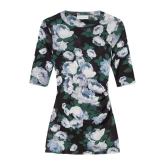 Stella McCartney Stella McCartney, T-Shirts, female, Multicolor, Size: M Floral Three-Quarter-Sleeve Mesh Top