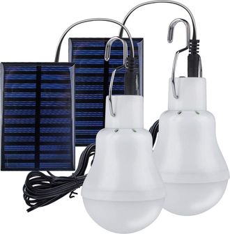 OEM 2 Luces Solares Port&aacute;tiles Para Acampar, Bombillas Solares Led, L&aacute;mparas De Emergencia Para Jard&iacute;n, Linternas Solares Con Gancho Para Panel, Para Acam