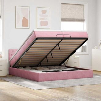vidaXL Vidaxl - Estructura De Cama Otomana Colchones Terciopelo Rosa 200x200cm