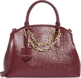 BCBGeneration Debossed Triple Compartment Satchel in Cherry Wine at Nordstrom Rack