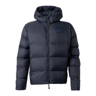 Emporio Armani Technische Gewatteerde Jas van Stof met Capuchon - Heren - Winterjassen - Blauw - M - Jassen