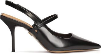 Kazar Open-teen vierkante hakpompen - Dames - Pumps - Zwart - 38 EU - Leer - Schoenen