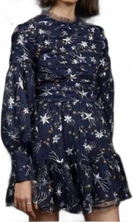 Sister Jane Shooting Star Embroidered Mini Dress In Navy