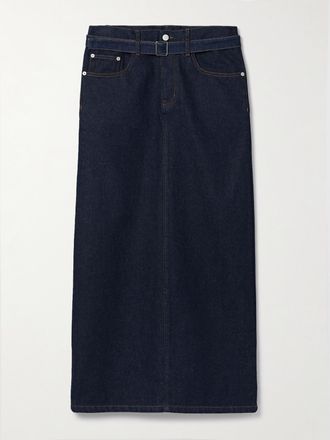 Proenza Schouler Gonna Maxi In Denim Con Cintura Calder - Blu