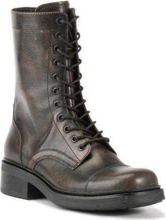 Vagabond Karlie Lace-Up Cap Toe Bootie in Brown Leather at Nordstrom, Size 10Us