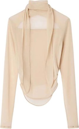 Christophe Lemaire Ballerina Foulard Top - Dames - Longsleeves - Beige - M - Spandex - Tops