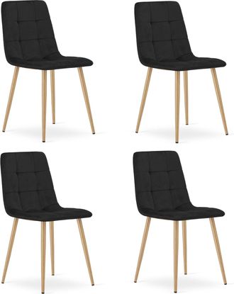 OEM Silla Kara - Terciopelo Negro / Patas Color Madera X 4