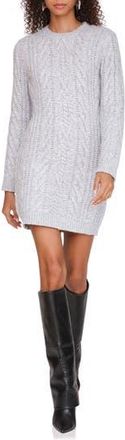 Avec Les Filles Long Sleeve Cable Stitch Mini Sweater Dress in Silver at Nordstrom Rack, Size X-Small