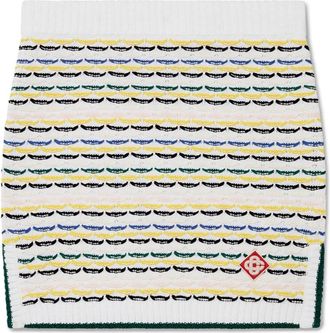 Casablanca Rokken, Dames, Veelkleurig, M, Katoen, Witte Geribbelde Rok met Zijsplitten