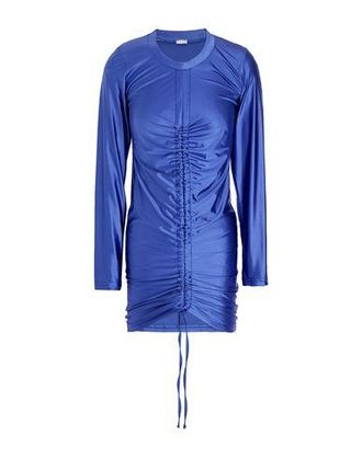 8 by YOOX SATIN RUFFLED FRONT L/SLEEVE MINI DRESS