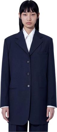 Jil Sander Single-Breasted wollen blazer - Dames - Jassen - Blauw - Maat: XS Wol