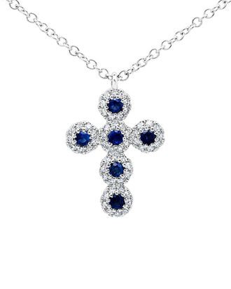 Diana M. Jewels Fine Jewelry 14K 0.27 Ct. Tw. Diamond & Sapphire Necklace