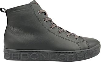 Borbonese Grey Genuine Leather Men Mens Sneaker