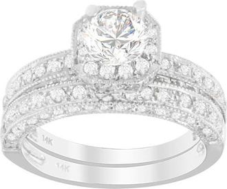 House of Brilliance 14K White Gold 1.00 Cttw Round Cut Diamond Ring at Nordstrom, Size 6.75