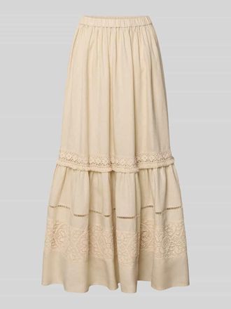 Max Mara Ausgestellter Maxi-Rock aus reinem Leinen Modell PALLORE in Sand, Gr&ouml;&szlig;e 34