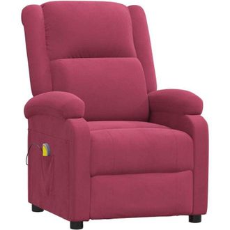 vidaXL Poltrona Massaggiante Rosso Vino in Velluto Vidaxl