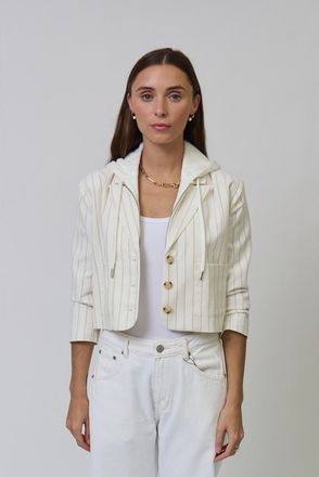 Central Park West Serena Cropped Sleeve Dickey Jacket in Ivory at Nordstrom, Size X-Large