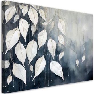 Artgeist Quadro su tela, Foglie grigie Astratto - 90x60
