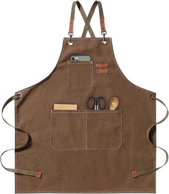 OEM Delantal Para Barbacoa - Correa Ajustable En La Entrepierna - 3 Bolsillos - Marr&oacute;n