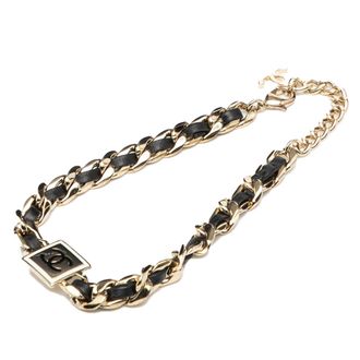 Chanel Black Lambskin and Gold Plated Enamel CC Square Choker Necklace