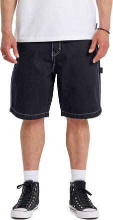 Quiksilver Baggy Fit Cotton Denim Cargo Shorts in Indigo Rinse at Nordstrom, Size 30