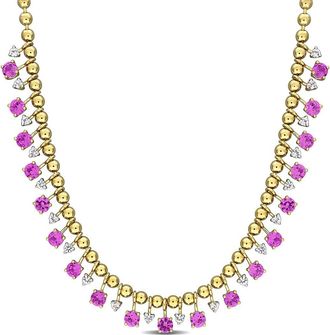 Delmar Lab Created Pink Sapphire & Lab Created White Sapphire Necklace at Nordstrom Rack