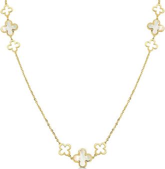 Italian Gold, Inc 14K Mother Of Pearl Clover Station Necklace