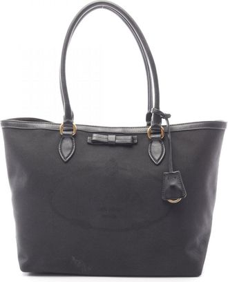 Prada Black Canvas Leather Tote Bag (Pre-Owned)