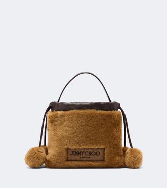 Jimmy Choo London Borsa a mano Mini in shearling con coulisse