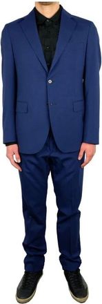 Aquascutum Kostuums, Heren, Blauw, S, Wol, Blauw Wollen Pak Klassieke Pasvorm