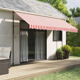 vidaXL Tela De Repuesto Para Toldo Rojo Y Blanco 400x350 Cm Poli&eacute;ster Vidaxl