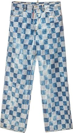 Dsquared2 Damier Wash San Diego Check Jeans - Dames - Regular Fit Jeans - Blauw - S - Katoen - Jeans