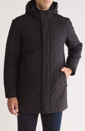 Calvin Klein Hooded Water Resistant Stadium Jacket in Black at Nordstrom Rack, Size Xx-Large
