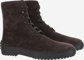 Tod's Mens Ankle Boots Suede Dark Brown Calfskin