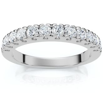Pompeii3 1/2Ct Pave Diamond Wedding Anniversary Stackable Ring Gold Lab Grown