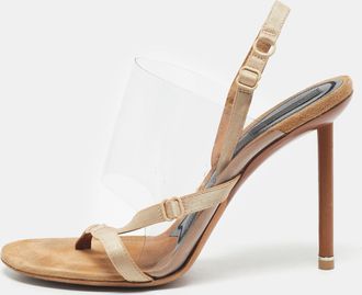 Alexander Wang Beige/transparent Suede And Pvc Thong Slingback Sandals