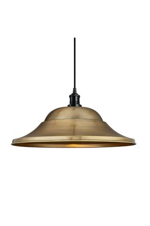 Industville Brooklyn Giant Hat Pendant, 21 Inch, Brass, Black Holder in Bronze