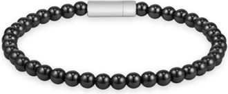 BOSS Logo-closure cuff with onyx beads