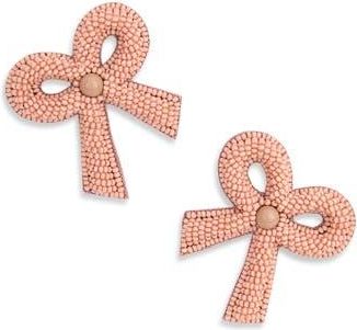 Deepa Gurnani Kane Beaded Bow Stud Earrings in Dusty Pink at Nordstrom Rack