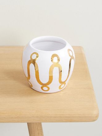 Themis.Z Vaso In Ceramica Con Finitura Oro Serenity
