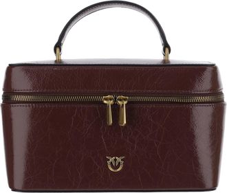 Pinko Brown Love Birds Lambskin Vanity Bag