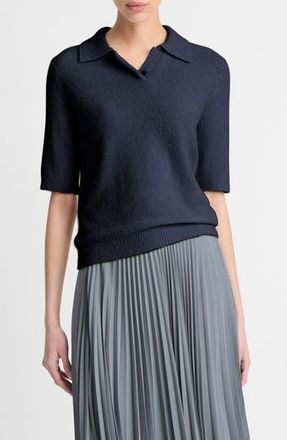 Vince Boucl&eacute; Short Sleeve Silk Blend Polo Sweater in Coastal Blue at Nordstrom Rack, Size Medium
