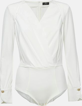 Elisabetta Franchi White Jersey Plunging Neck Bodysuit