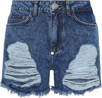 Philipp Plein Hot Pants - Dames - Denim shorts - Blauw - W27 - Katoen - Korte Broeken