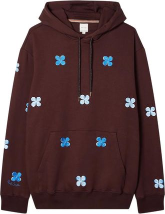Paul Smith Felpa con ricamo floreale e cappuccio - Marrone