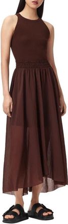 AllSaints Zenia Sleeveless Asymmetric Hem Dress in Bitter Brown at Nordstrom, Size X-Small