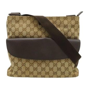 Gucci Pre-owned Canvas Shoulder Bag - Dames - Pre-owned - Beige - Maat: ONE Size Leer