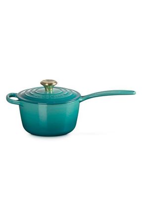 LE CREUSET Signature 1.75-Quart Enameled Cast Iron Saucepan in Riviera at Nordstrom